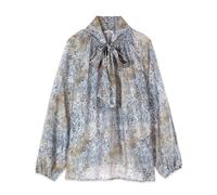 Oltre - Blusa Fantasia con Fiocco - - Blouses & Shirts - Donna - Blu - L
