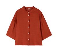 Oltre - Camicia Boxy con Collo alla Coreana - - Blouses & Shirts - Donna - Arancione - S