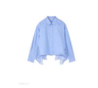 Oltre - Camicia Boxy con Dettaglio in Pizzo sulla Schiena - - Blouses & Shirts - Donna - Blu - L