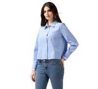 Oltre: Camicia Cropped a Righe Azzurro. 50 Stagione Primavera Estate 2025.