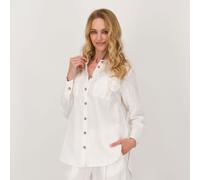 Oltre Camicia in lino con bottoni effetto legno e strass