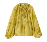 Oltre - Camicia in misto lyocell con ricamo - -Blouses & Shirts -Donna -Giallo -L