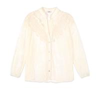 Oltre - Camicia in Tulle Ricamato Trasparante - -Blouses & Shirts -Donna -Bianco -XL