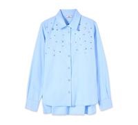 Oltre - Camicia Oversize con Borchie di Cristallo - - Blouses & Shirts - Donna - Blu - 4XL