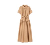 Oltre, ,Dresses ,Donna ,Beige ,S Abito camicia in popeline con cintura a fusciacca