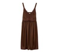 Oltre, ,Dresses ,Donna ,Marrone ,3XL Abito in satin con inserto in pizzo