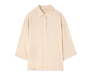 Oltre - Fluid Viscose Blend Shirt - - Blouses & Shirts - Donna - Beige - XL