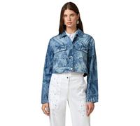 Oltre: Giubbotto Corto in Denim Stampato Azzurro. 50 Stagione Autunno Inverno 2024