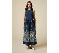Oltre Long Dress With Patterned Skirt Blue Taglia: S | Outlet | Donna | Blu