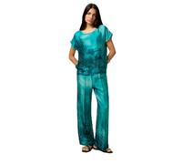 Oltre: Pantaloni Palazzo in Raso Fantasia Azzurro. L Stagione Autunno Inverno 2025