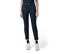 Oltre: Pantaloni Skinny in Cotone e Tencel con Bottone Gioiello Blu. 50 Stagione Primavera Estate 2025.