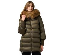 Oltre: Piumino Midi con Cappuccio e Polsini Verde. L Stagione Autunno Inverno 2024