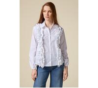 Oltre Poplin Shirt With Ruching And Lace White Taglia: 42 | Cappotti Outlet | Donna | Bianco