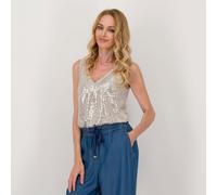 Oltre Top in paillettes con scollo a V davanti e dietro