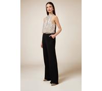 Oltre Two-material Jumpsuit With Sequin Top Black Taglia: 46 | Tute Outlet | Donna | Nero