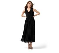 Oltre: Vestito Lungo Plissé con Rouche Nero. L Stagione Primavera Estate 2025.