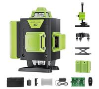 Olubfdh Laser a linee incrociate, 4D 16 linee, livella laser autolivellante 4x360° verde, per lavori di costruzione e per appendere quadri, con 2 batterie ricaricabili, collegamento per la ricarica