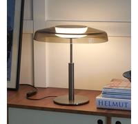 Oluce Lampada da tavolo LED Dora, nichel/grigio fumo, metallo, PMMA Oluce