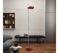 Oluce Piantana LED Colombo, rosso/cromo, metallo, 2.700 K Oluce