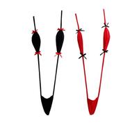 Oludkeph Extreme Micro Monokini Swimsuit One Piece Swimwear Lingerie Costume Intero, Nero/Rosso, Taglia Unica Donna