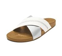 OluKai Kipe'a Olu Sandali da donna in pelle di alta qualità, design rilassato e elegante per ogni occasione, comfort e vestibilità per tutto il giorno, Argento/Sahara, 41 EU