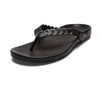 OLUKAI Lei, sandali da spiaggia da donna, infradito in pelle versatili, cinghie morbide e design unico, comfort e supporto per tutto il giorno, Pietra lavica/Roccia lavica, 36 EU