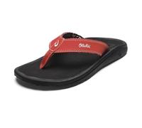 OluKai Ohana - Sandali da spiaggia da uomo, ad asciugatura rapida, resistenti all'acqua e leggeri, plantare modellato a compressione e vestibilità ultra morbida, Rosso Lava/Nero, 54 EU