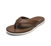 OLUKAI Olali - Sandali da uomo in pelle, versatili e confortevoli, materiale morbido e resistente, supporto per arco plantare e da indossare tutto il giorno, Mandorla/Mandorla, 39.5 EU
