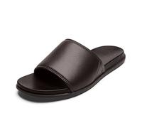 OLUKAI Olali Slide - Sandali da uomo in pelle, comodi con cinturino e supporto per l'arco, materiale morbido e resistente, da indossare tutto il giorno, Giava scuro/Java scuro, 44.5 EU