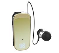 Oluote Auricolare Bluetooth con Clip e Cavo Retrattile,Auricolar Senza Fili con Microfono, Bluetooth V5.2 Cuffie Retrattili per Donne Uomini e Ufficio Sport (Giallo)