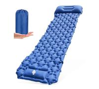 Olutata - Materassino gonfiabile da campeggio, con pompa a pedale e cuscino, materassino autogonfiante leggero per escursioni, escursioni e uso all'aperto (blu)