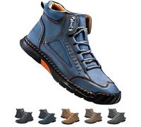 Olveros Boots, Cryonessa Men's Comfortable Handmade Leather Boots - Waterproof, Arch Support, Pressure Relief, Spacious Toe Box for Outdoor Adventures (Blue,41)
