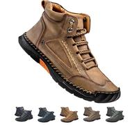 Olveros Boots, Cryonessa Men's Comfortable Handmade Leather Boots - Waterproof, Arch Support, Pressure Relief, Spacious Toe Box for Outdoor Adventures (Khaki,47)
