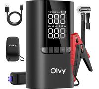 Olvy 4-in-1 Portable Car Jump Starter with Air Compressor, 1500A Peak, 12000mAh
