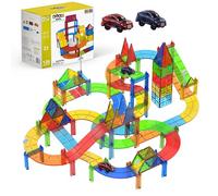 Olvy Blocco Magnetico Gioco Costruzioni Magneti Pista da Corsa 126 Pz Set 3 | Pista per auto da corsa | Curve e rampe veloci | Tessera magnetica | Blocchi magnetici gioco costruzioni magneti bambini