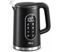 Olvy Bollitore Elettrico Inox Regolazione Temperatura | 1 Set | Nero Elegante | Caffè & Tè | Doppia Parete 1,7L | Bollitore Elettrico Mantenimento Caldo