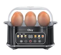 Olvy cuociuova elettrico 6-in-1 con timer LCD - bollitore e vaporiera per 6 uova - cuoci uova perfette - spegnimento automatico - parti lavabili in lavastoviglie - con misurino