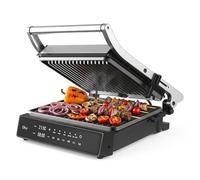 Olvy Grill Elettrico a Contatto 2000W PFAS Free Piastra Antiaderente Rimovibile 5 Programmi Automatici Apertura 180° Termostato Timer Panini Carne Verdure
