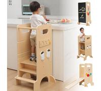 Olvy Kids 4-in-1 Montessori Torretta Apprendimento - Learning Tower - Scaletta Legno - Scaletta Bambini 4 Gradini - Torre Cucina Bambini