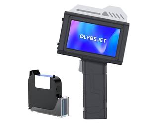 OLYBSJET Stampante a getto d'inchiostro portatile BT-HH6210B da 25,4 mm con schermo touch HD da 4,3", stampante di codifica a getto d'inchiostro portatile per testo, data, codice a barre, logo, codice