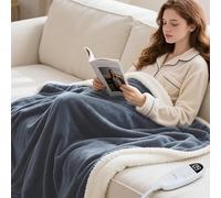 Olycism Coperta Termica 130 * 160cm Coperta Riscaldante Elettrica con 9 Livelli Di Calore e 10 Timer e Display Led Plaid Riscaldabile Termocoperta Singola e Doppie Grigio