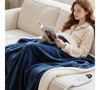 Olycism Coperta Termica 130 * 180cm Coperta Riscaldante Elettrica con 9 Livelli Di Calore E 10 Timer e Display Led, Plaid Riscaldabile,Termocoperta Singola e Doppie