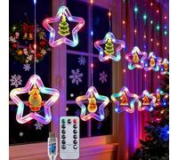 Olycism Luci a cascata per finestre da interni ed esterni, decorazioni natalizie con telecomando USB, luci natalizie a forma di stella, 8 modalità + timer, adatte per finestre, alberi e stanze.