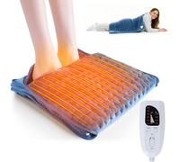 Olycism Scaldapiedi elettrico per donne, uomini e anziani, riscaldamento rapido per piedi con 6 impostazioni di calore e timer, cuscinetto riscaldante extra large lavabile,Cerniera blu navy 40x80 cm