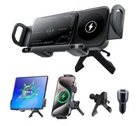 Olycism Supporto per cellulare da auto per Galaxy Z Fold/Flip con funzione di ricarica 15W Doppio avvolgimento QC 3.0 Caricabatterie wireless rapido per auto per Z Fold/Flip 6 Può ruotare