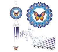 OLYCRAFT 1 set di campanelli a vento per esterni con farfalla 3D Wind Spinner Campane Campane commemorative in metallo decorativo regalo commemorativo appeso campana a vento per casa, giardino
