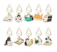 OLYCRAFT 10 graffette a forma di gatto, in metallo, segnalibro con gatto, in lega smaltata, per segnalibri, scuola, ufficio, casa e amanti dei libri, 10 pezzi