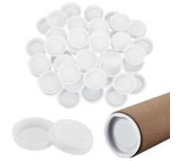 OLYCRAFT 100 tappi per tubi bianchi da 48 mm, in plastica, 52 x 11 mm, piatti, rotondi, riutilizzabili, tappi per bottiglie di plastica per tubi postali