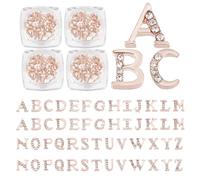 OLYCRAFT 104 pz/4 set Lettere In Strass Oro Rosa 26 lettere Ciondoli con Strass A~Z Lettera Strass Riempitivi In Resina Alfabeto Oro Rosa Ciondoli per Unghie per Nail Art Decorazione Creazione