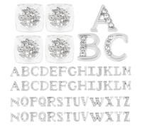 OLYCRAFT 104 pz/4 set Lettere In Strass Platino 26 lettere Ciondoli con Strass A~Z Lettera Strass Riempitivi In Resina Alfabeto Platino Ciondoli per Unghie per Nail Art Decorazione Creazione Gioielli